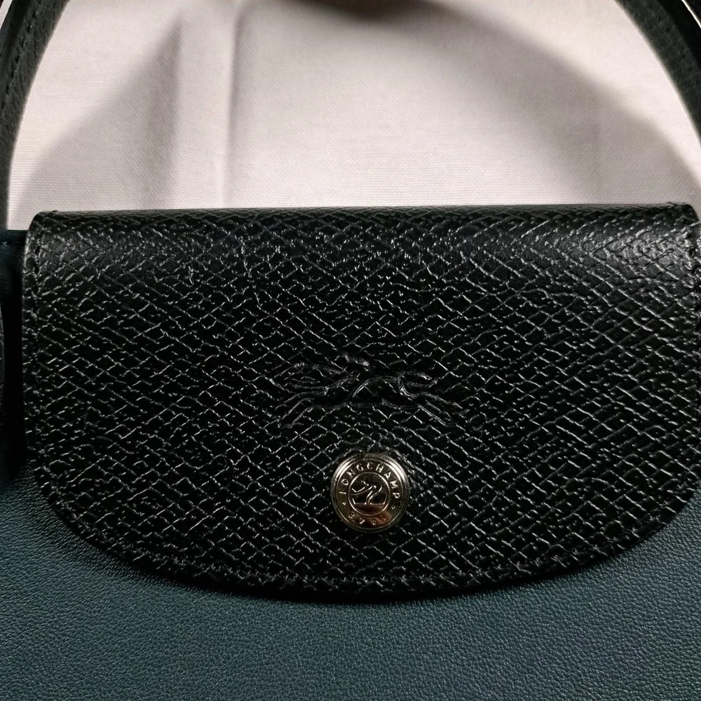 Longchamp Cabas Re-Play Canvas & Leather Two-Tone Tote Teal & Mustard Blk Handle